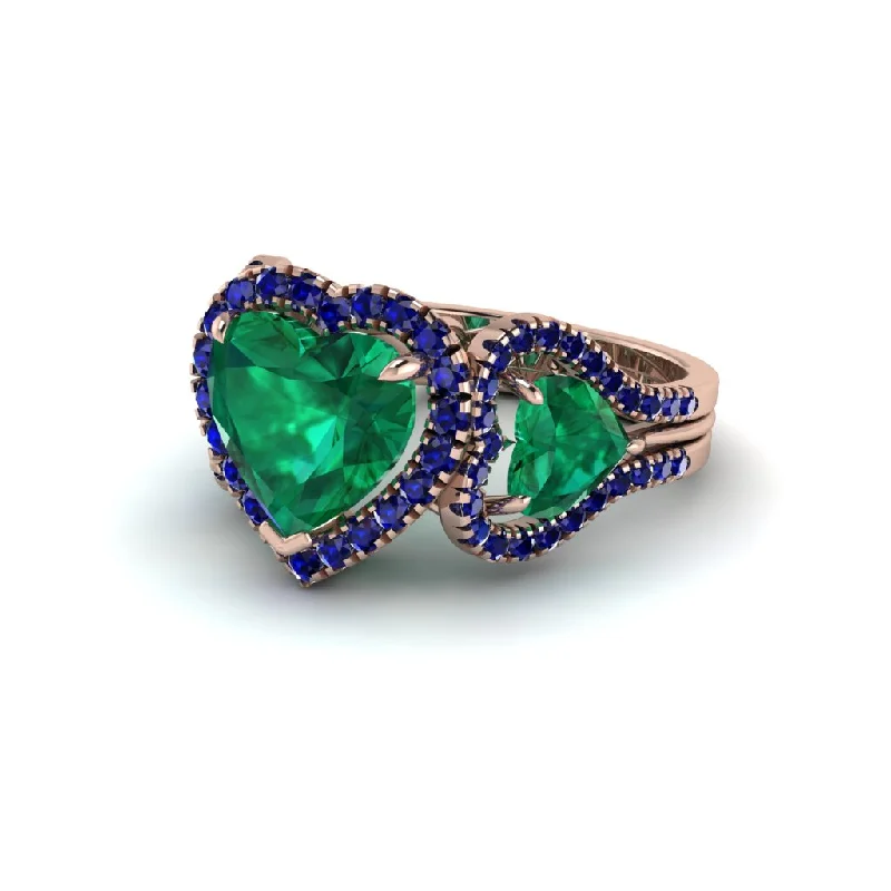 Ladies engagement rings with sage diamonds -Emerald Eternal Heartbeat Engagement Ring - Aylin No. 65