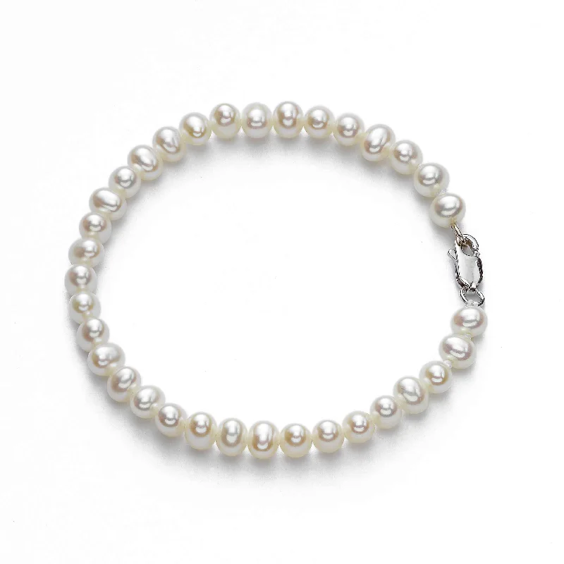 ladies-pearl-twist-bracelets-Freshwater Potato Pearls, 6.5MM Bracelet, 8 Inches, Sterling Silver