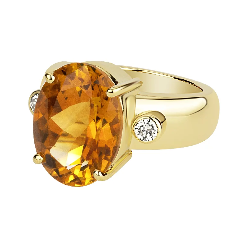 Ladies rings with galaxy stones -Ring - Citrine And Diamond (2331E)