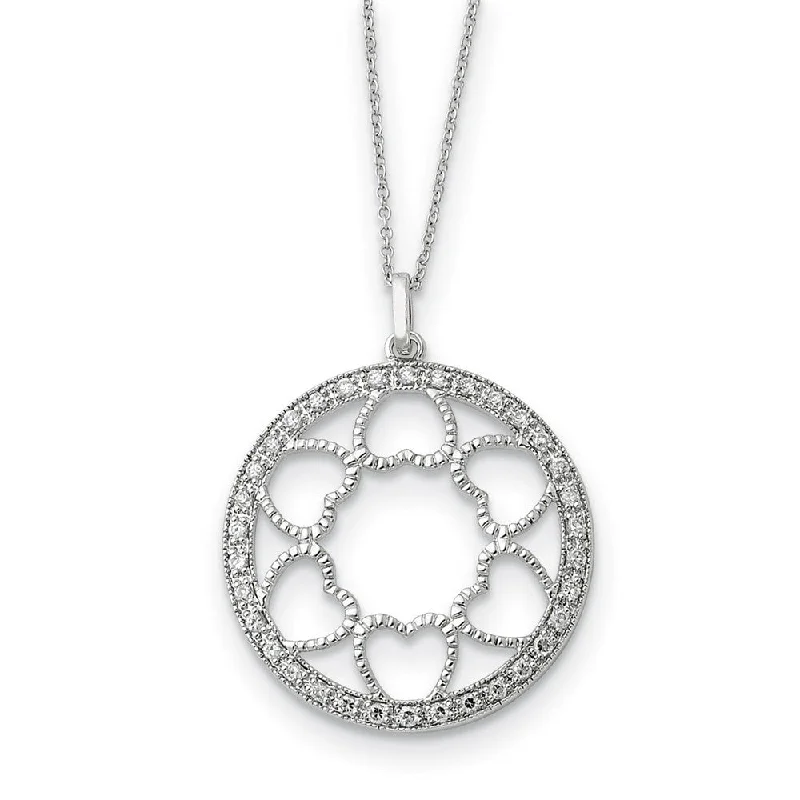 ladies-bohemian-rope-necklaces-Rhodium Plated Sterling Silver & CZ Full of Blessings Necklace, 18 In.