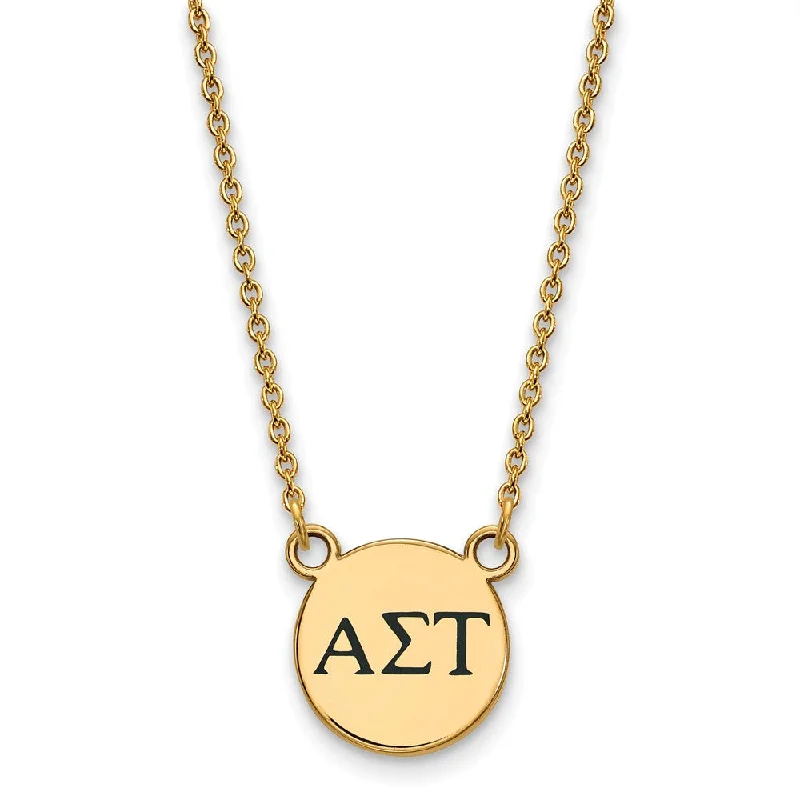 ladies-bridal-box-necklaces-14K Plated Silver Alpha Sigma Tau Small Enamel Greek Letters Necklace