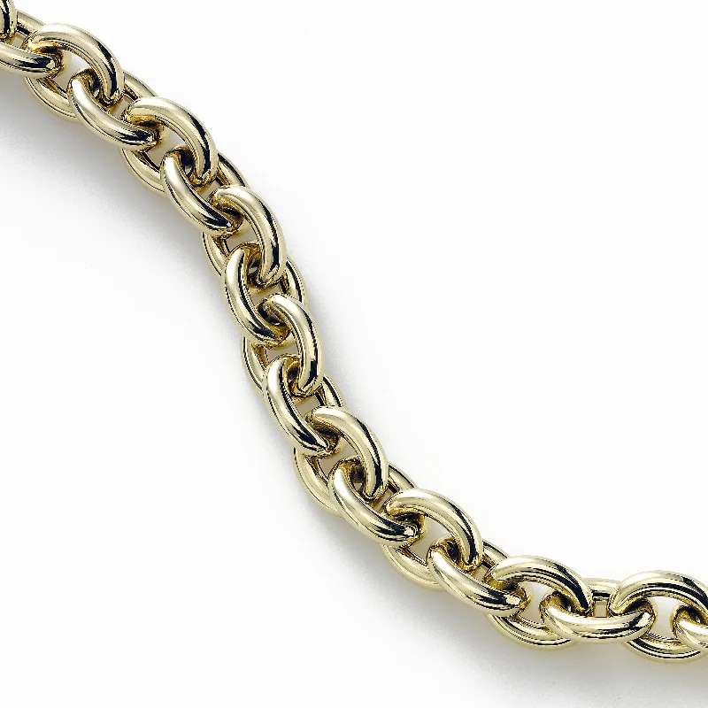 ladies-bridal-braided-bracelets-Polished Rolo Link Bracelet, 7.50 Inches, 14K Yellow Gold