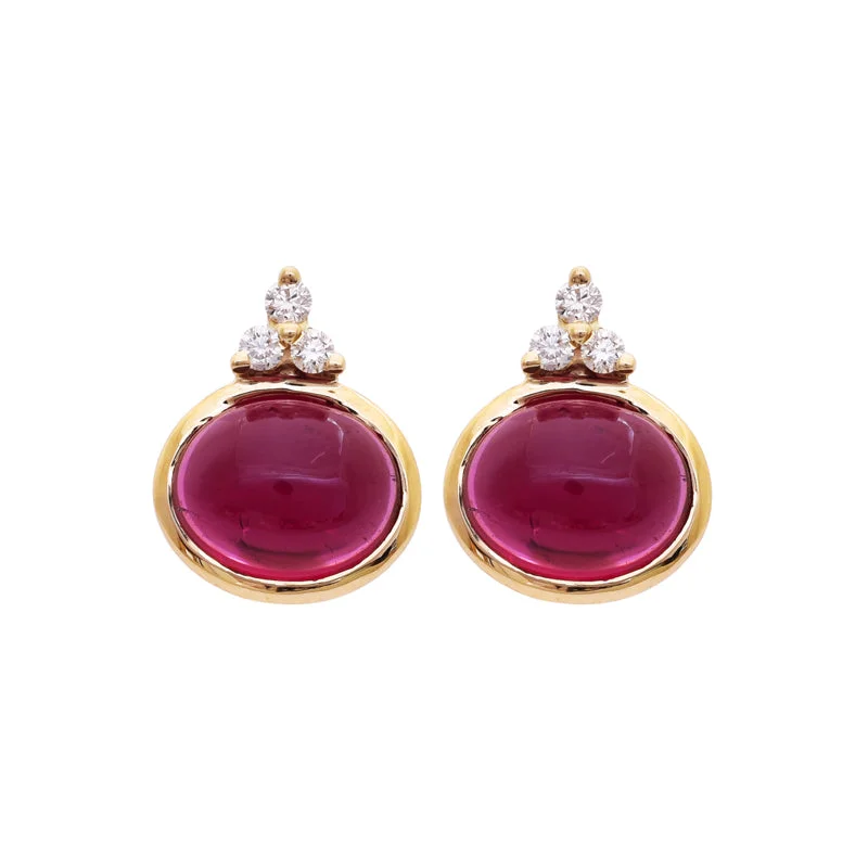 Ladies earrings for epic vibes -Earrings- Rubellite and Diamond in 18K Gold