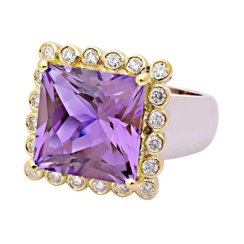 Ladies rings with constellation gems -Ring-Amethyst and Diamond