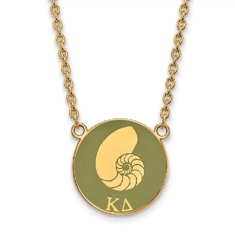 ladies-rose-gold-rope-necklaces-14K Plated Silver Kappa Delta Large Green Enamel Logo Necklace