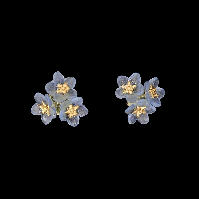 Ladies earrings for wedding glamour -Forget Me Not Earrings - Triple Flower Post