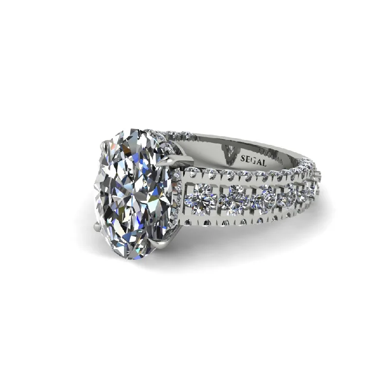 Ladies engagement rings with dew settings -4ct Oval Cut Diamond Pave Engagement Ring - Selah No. 3