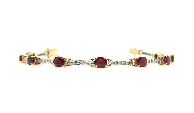 ladies-statement-pearl-bracelets-Ruby And Diamond Hot-cake Bracelet / Item Code: BR 5