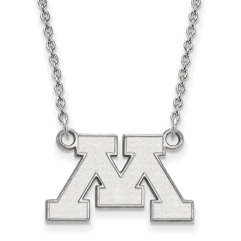 ladies-luxury-pearl-necklaces-Sterling Silver U of Minnesota Small Initial M Pendant Necklace