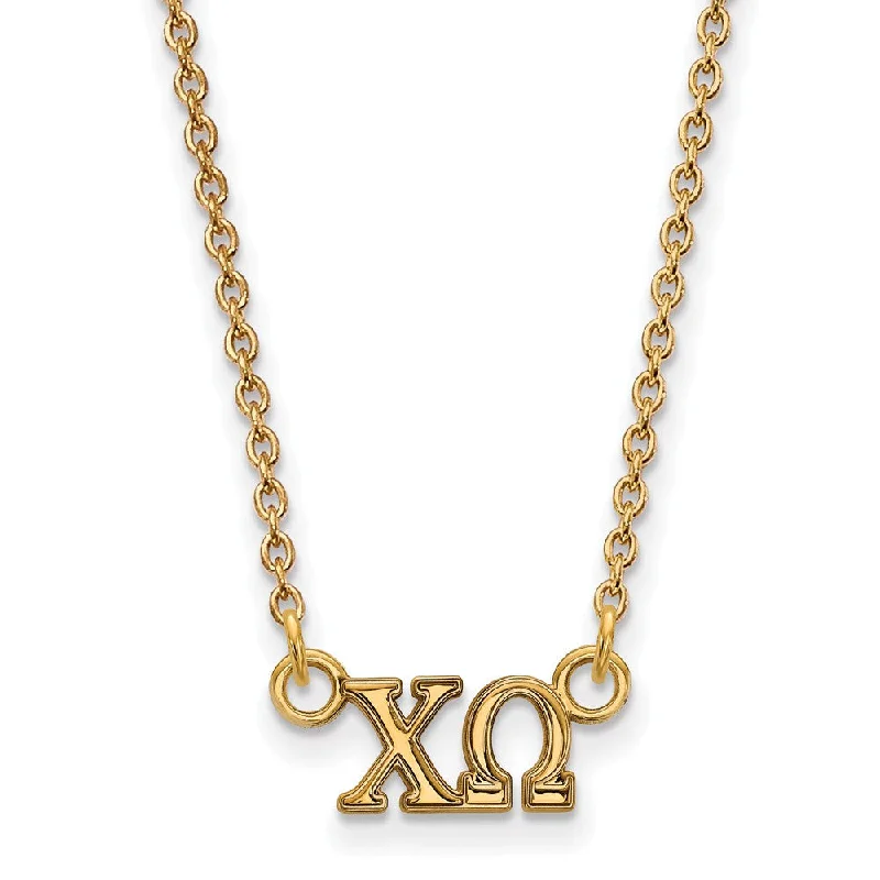 ladies-unique-diamond-necklaces-14K Plated Silver Chi Omega XS (Tiny) Greek Letters Necklace