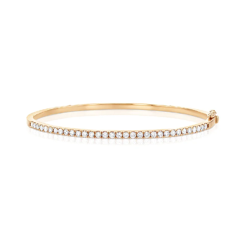 ladies-unique-diamond-bracelets-1.00 Cttw Round Diamond 14K Rose Gold Bangle Bracelet