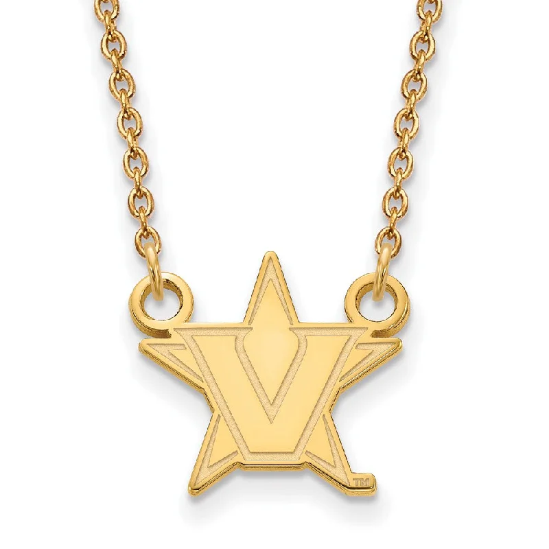 ladies-fashion-silver-necklaces-10k Yellow Gold Vanderbilt U Small Pendant Necklace