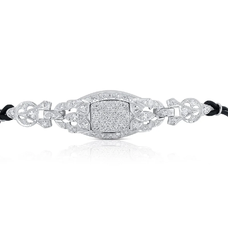 ladies-affordable-rose-gold-bracelets-0.75 Cttw Diamond Antique Deco Hamilton Wrist Band 14K White Gold Bracelet