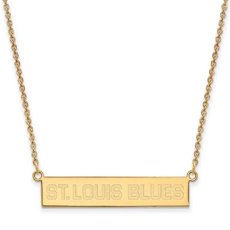 ladies-silver-heart-necklaces-SS 14k Yellow Gold Plated NHL St. Louis Blues SM Bar Necklace, 18 Inch