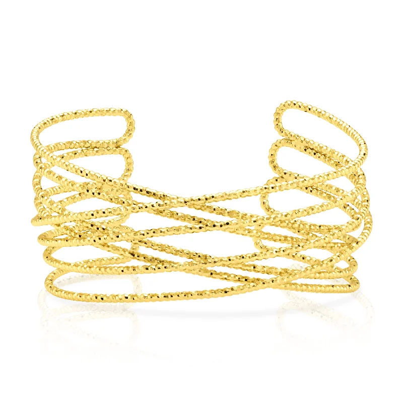 ladies-everyday-pearl-bracelets-TEXTURED TWIST CUFF BRACELET, GOLD