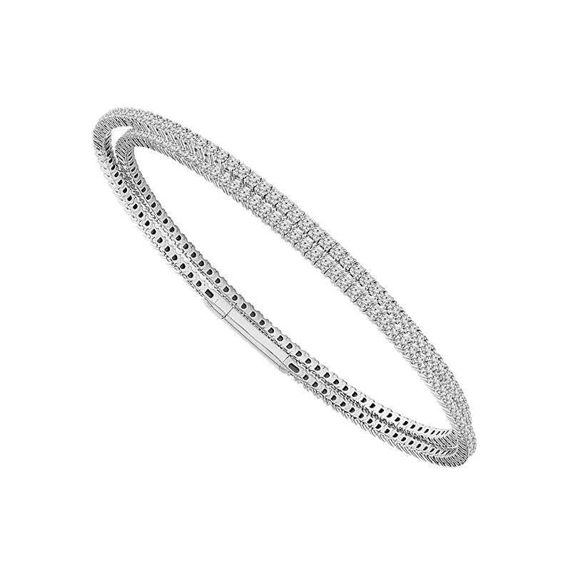 ladies-rustic-wrap-bracelets-2 3/4 Ctw Diamond Flexible Bangle Bracelet in 14 Karat White Gold