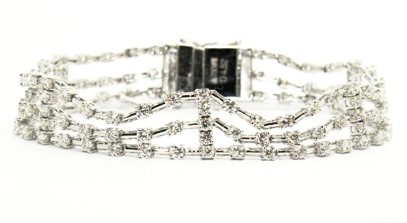 ladies-delicate-silver-bracelets-DIAMOND- TRIPLE 3 ROW BRACELET AD NO.1252