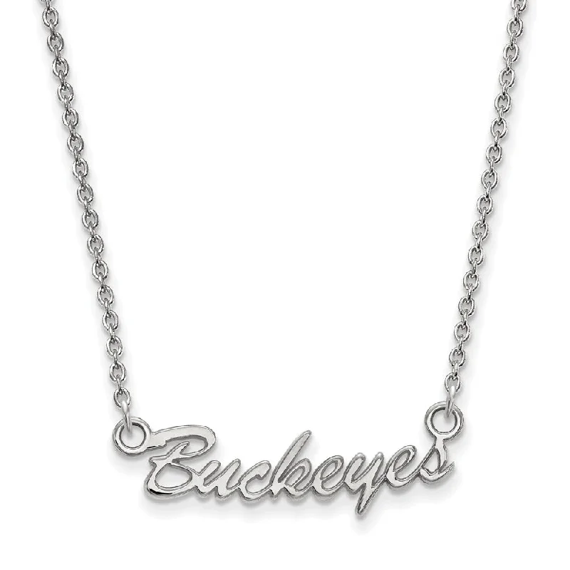 ladies-rose-gold-chain-necklaces-10k White Gold Ohio State Small Script Pendant Necklace