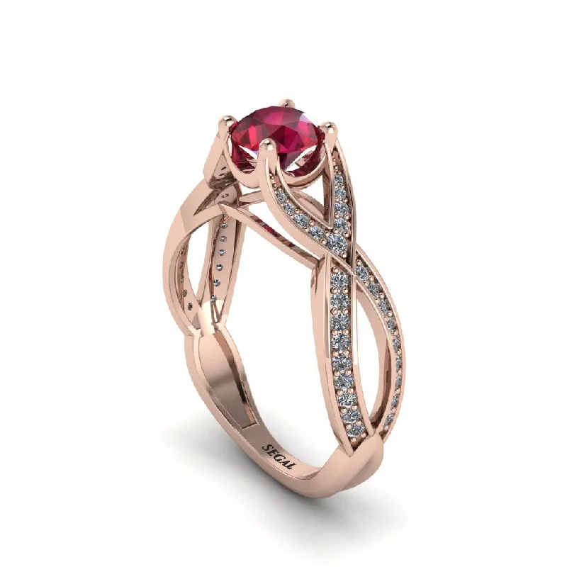 Ladies engagement rings soft blush gold -Ruby Eternal Twist Engagement Ring - Maisie No. 11