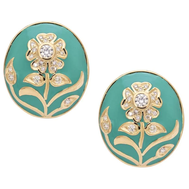 Ladies earrings for cozy fall -Earrings- Diamond (Enamel)  (2188D)