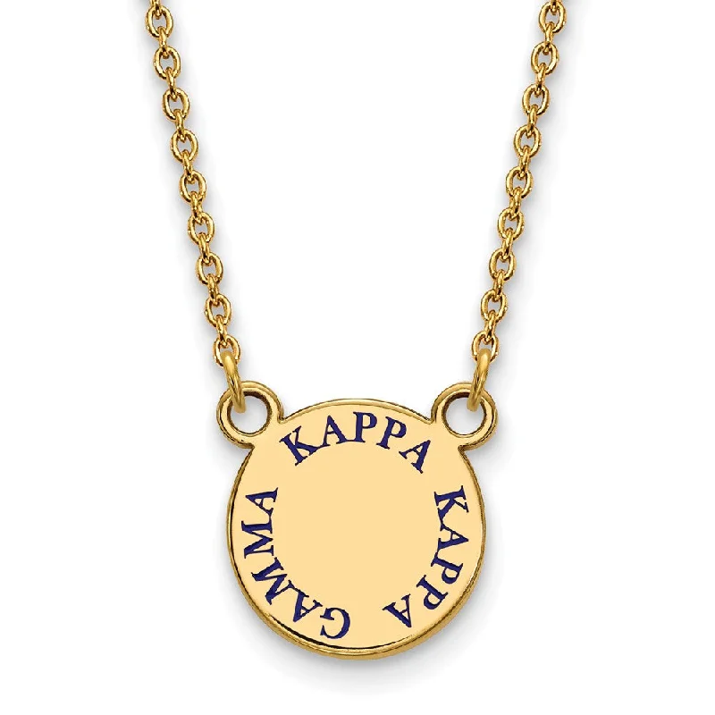 ladies-fashion-pearl-necklaces-14K Plated Silver Kappa Kappa Gamma Small Blue Enamel Necklace