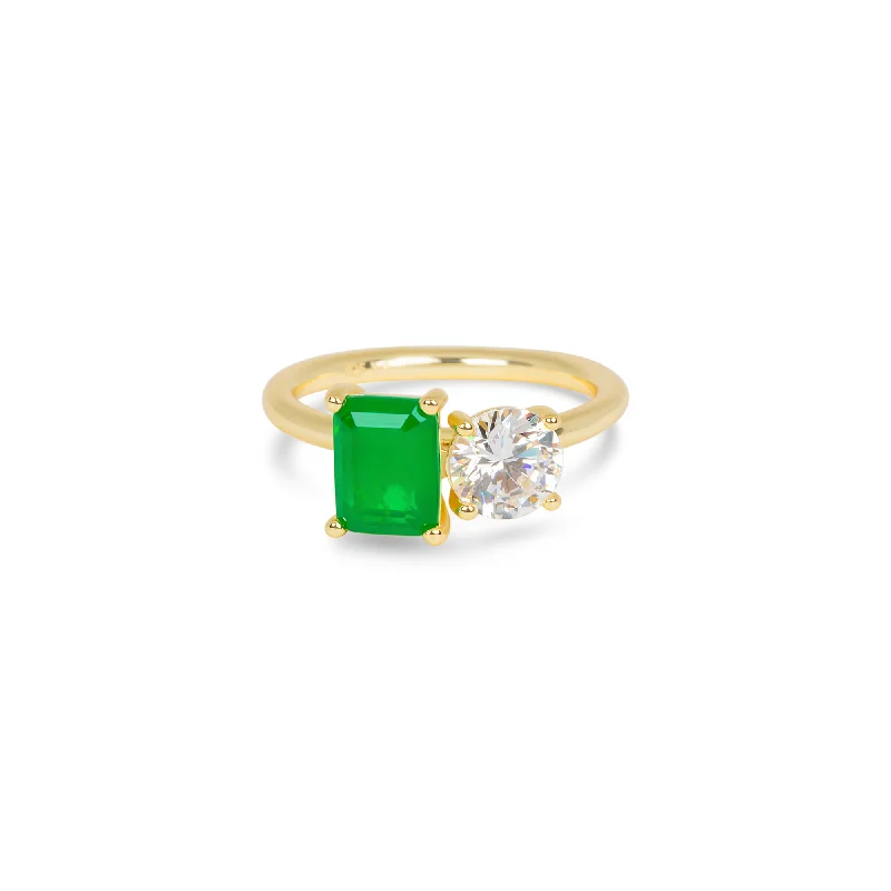 Ladies rings funky charm -THE AVERY EMERALD STONE RING