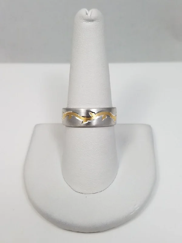 Ladies rings for beach vibes -Sleek Platinum w/Gold Inlay Ring Band