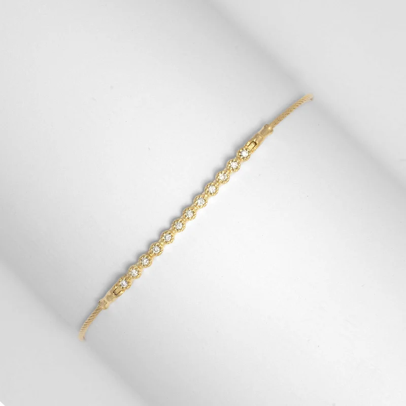 ladies-gift-link-bracelets-Bezel Set Diamond Bar Bracelet, 14K Yellow Gold