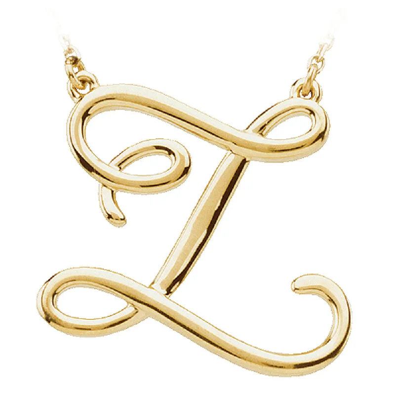 ladies-statement-diamond-necklaces-14k Yellow Gold, Olivia Collection, Medium Script Initial Z Necklace