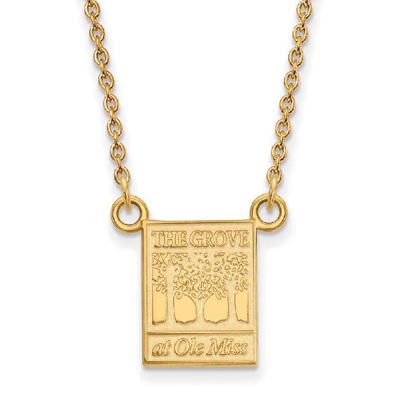 ladies-sterling-silver-chain-necklaces-10k Yellow Gold U of Mississippi Small Pendant Necklace