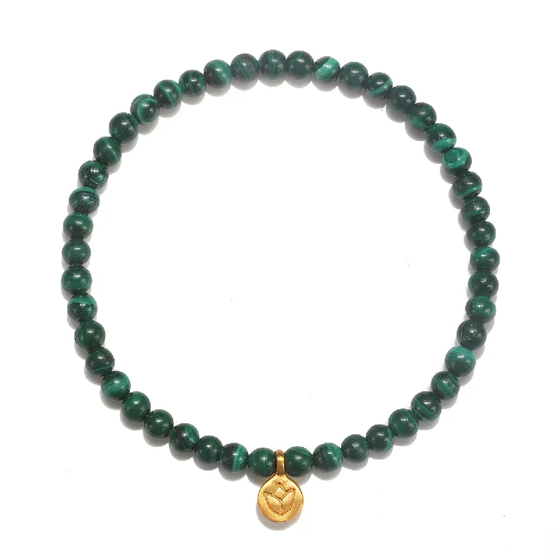 ladies-bridal-braided-bracelets-Personal Evolution Lotus Malachite Gemstone Bracelet