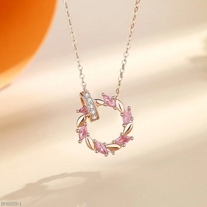 Ladies rings for outing vibes -Zircon Wheat Ear Ring Pendant necklace