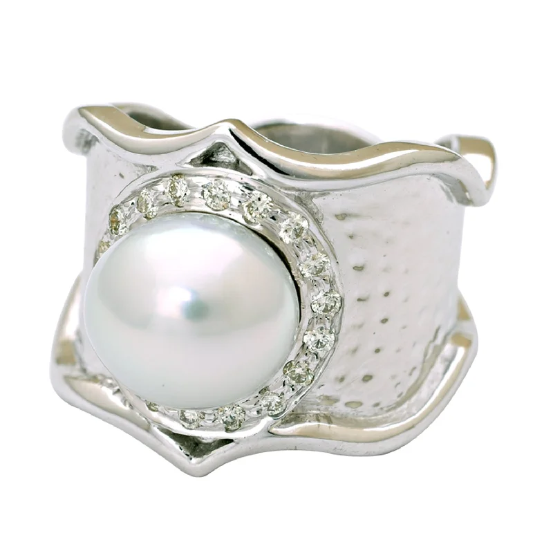 Ladies rings for adventure vibes -Ring- South Sea Pearl And Diamond