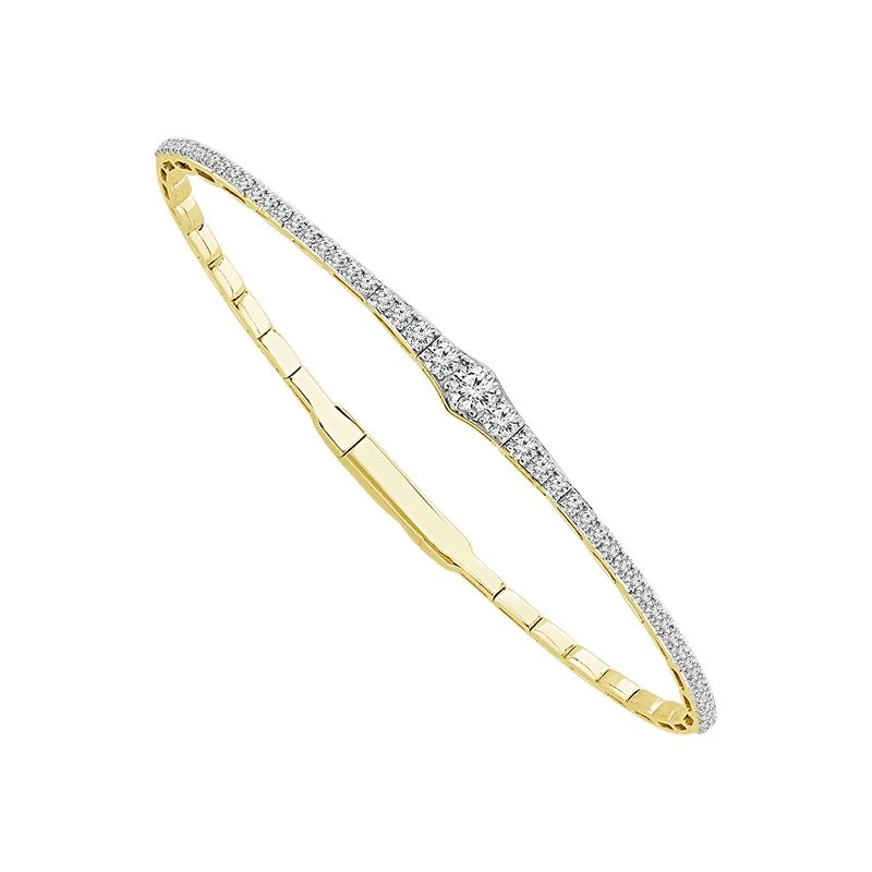 ladies-bohemian-twist-bracelets-1.00 Ctw Flexible Diamond Bangle Bracelet in 14 Karat Yellow Gold