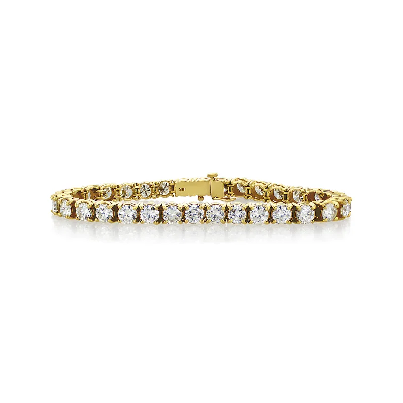 ladies-vintage-rose-gold-bracelets-12.48 Cttw Round Diamond 18K Yellow Gold Tennis Bracelet