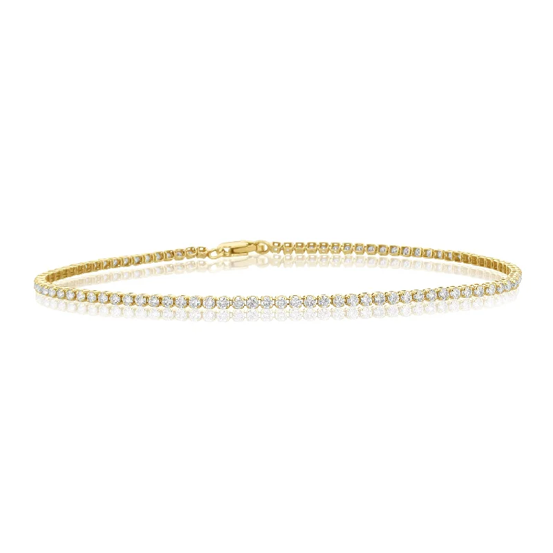 ladies-artisan-bar-bracelets-1.20 Carat Round Diamond Tennis Bracelet set in 14K Yellow Gold