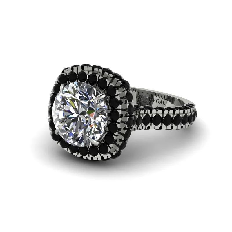 Ladies engagement rings with silk inlays -Diamond Pave Double Halo Engagement Ring - Eve No. 33