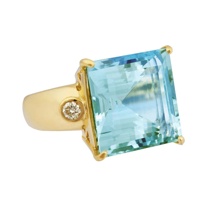 Ladies rings edgy charm -Repair - Ring - Aquamarine and Diamond (2108B)