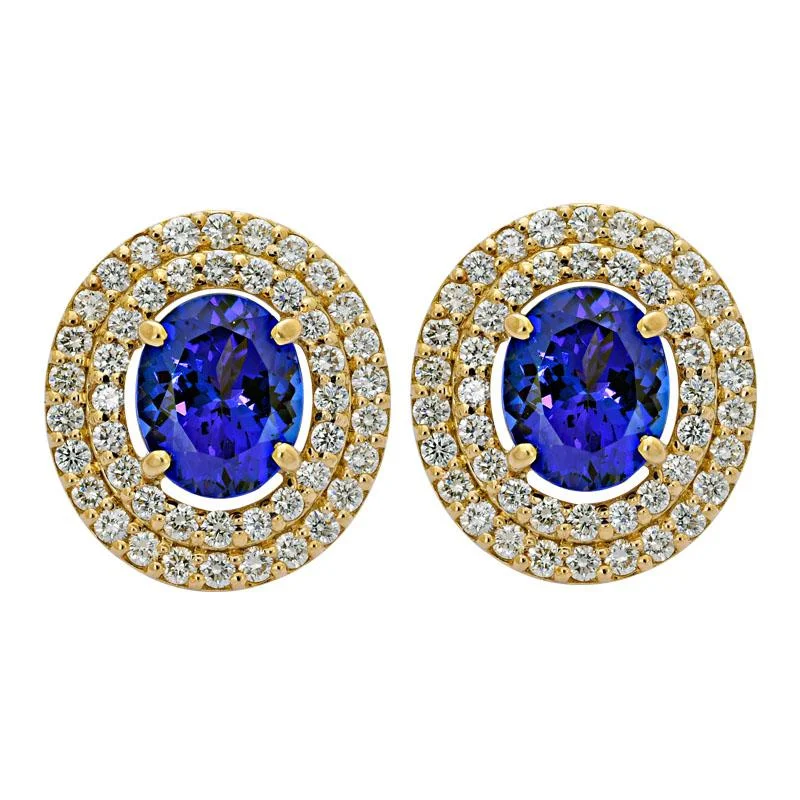 Ladies earrings soft rose gold -Earrings- Tanzanite and Diamond  (2171G)