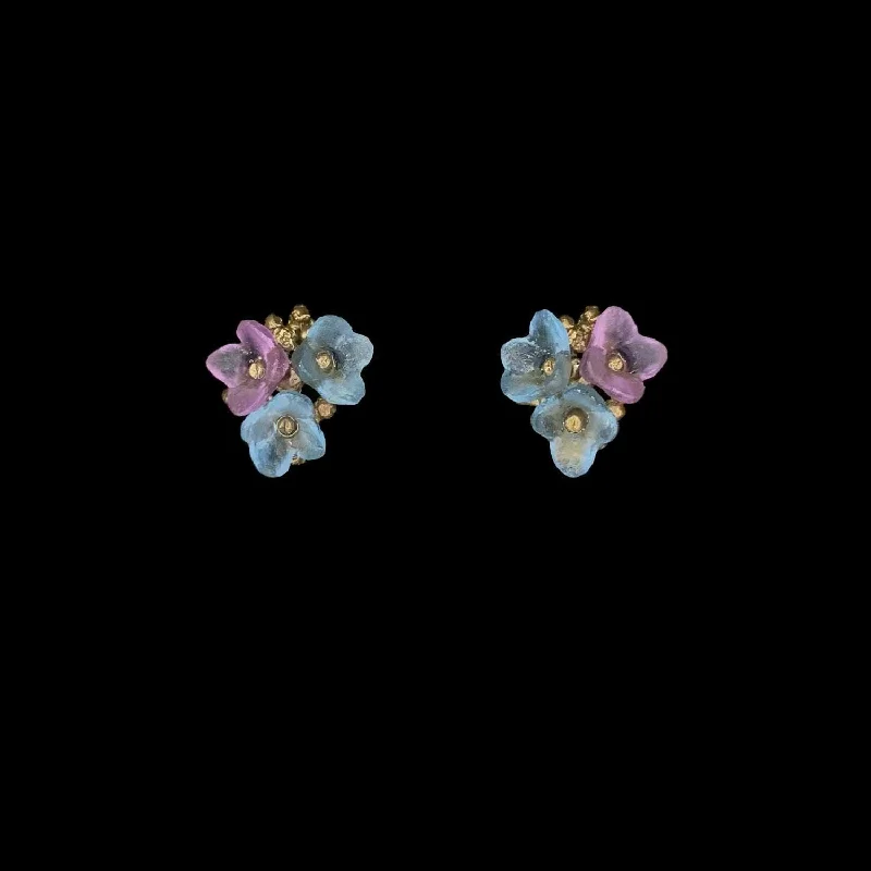 Ladies earrings with galaxy studs -Hydrangea Teller Blue Earrings - Petite Post