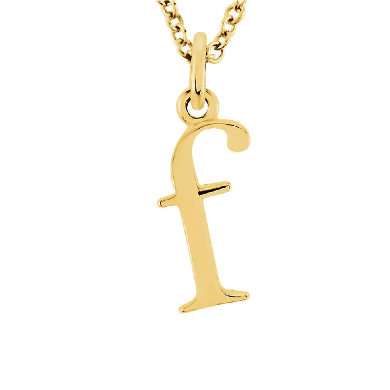 ladies-silver-cable-necklaces-The Abbey Lower Case Initial 'f' Necklace in 14k Yellow Gold, 16 Inch