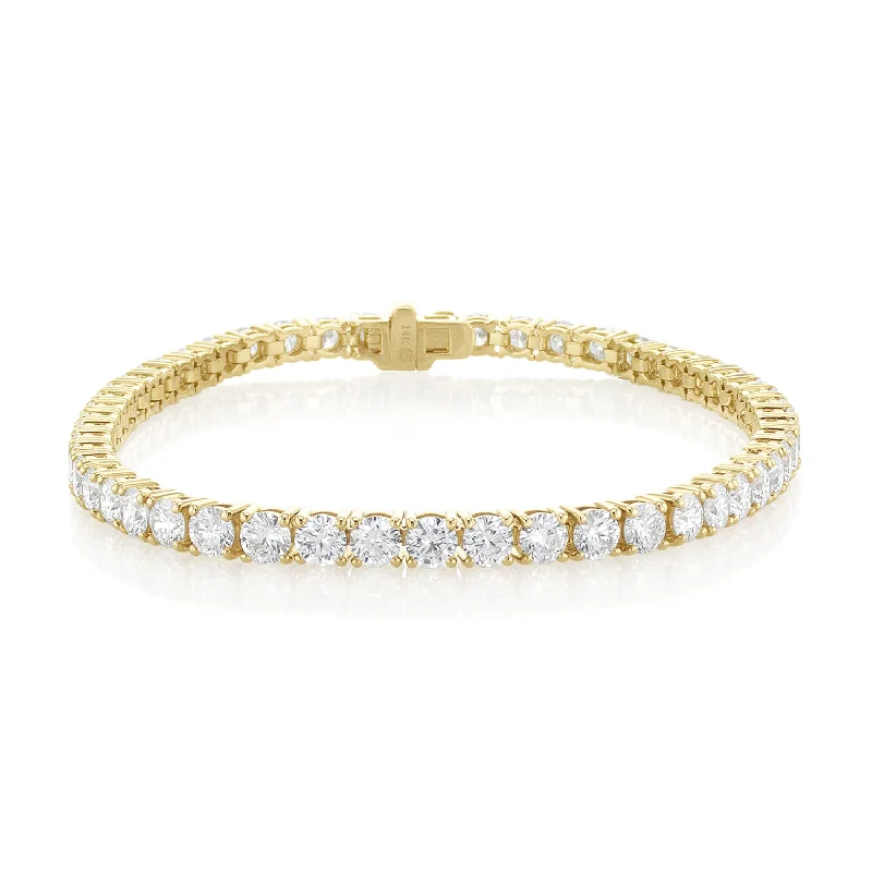 ladies-diamond-twist-bracelets-7.00 Carat Round Lab Grown Diamond Tennis Bracelet set in 14K Yellow Gold