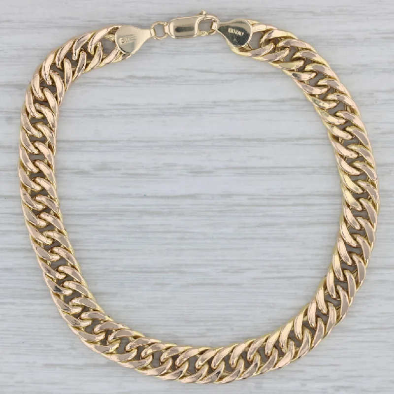 ladies-vintage-pearl-bracelets-8.25" 7.8mm Curb Chain Bracelet 10k Yellow Gold Lobster Clasp Italian