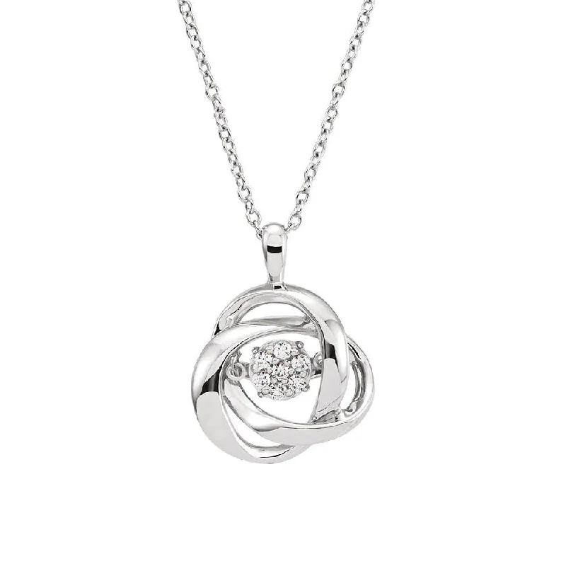 ladies-party-box-necklaces-1/10 Cttw Diamond Knot Necklace in Sterling Silver, 18 Inch