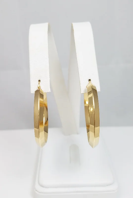 Ladies earrings with meteor drops -Fashionable 14k Yellow Gold Hollow Hoop Earrings