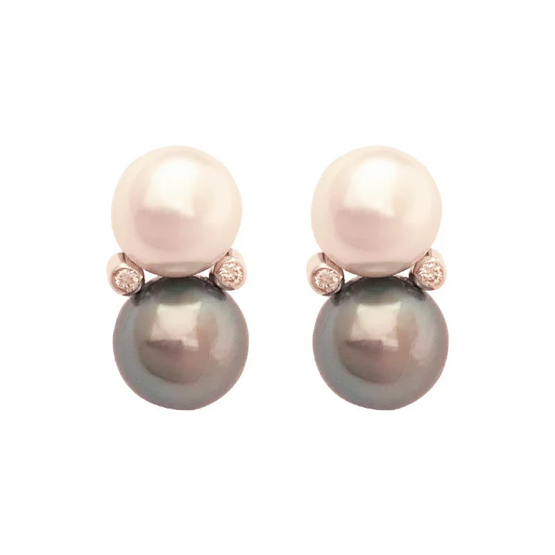 Ladies earrings stylish shine -EARRINGS - S.S. PEARL AND DIAMOND IN SILVER