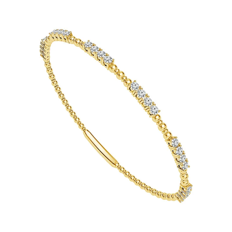 ladies-heart-wrap-bracelets-7/8 Ctw Flexible Diamond Bangle Bracelet in 14 Karat Yellow Gold