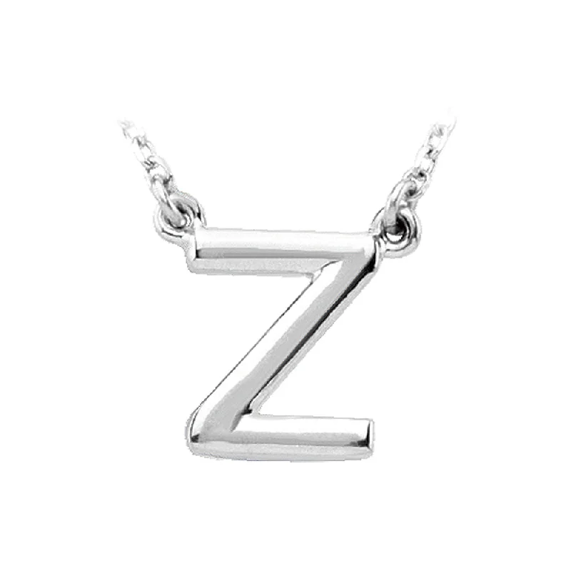 ladies-gemstone-box-necklaces-Sterling Silver, Kendall Collection, Block Initial Z Necklace, 16 Inch