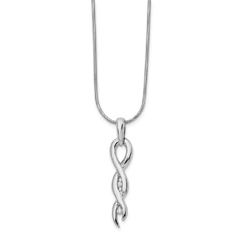 ladies-ethnic-rose-gold-necklaces-Diamond Twisted Vertical Necklace in Rhodium Plated Silver, 18-20 Inch