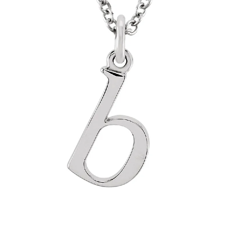 ladies-birthstone-link-necklaces-The Abbey Lower Case Initial 'b' Necklace in 14k White Gold, 16 Inch